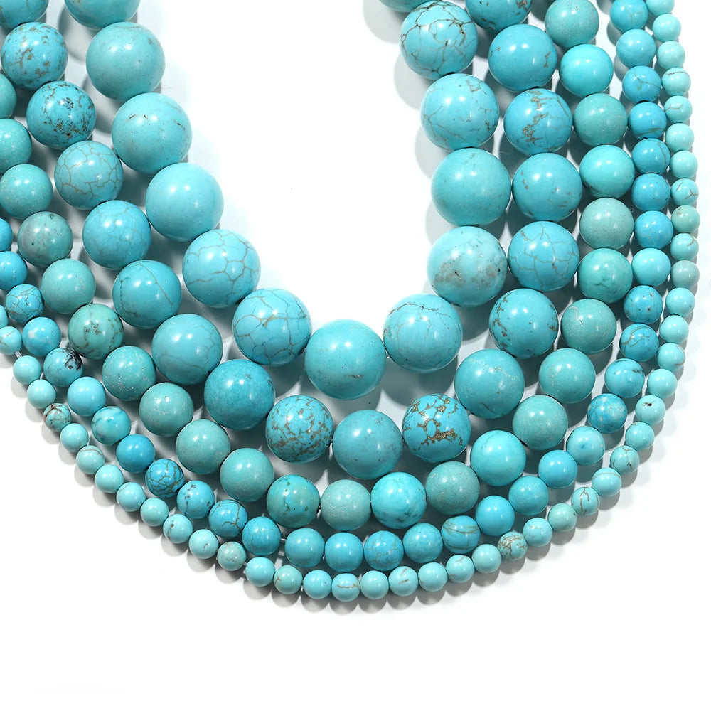 Wholesale 4/6/8/10/12mm Natural Turquoise Howlite Crystal Round Loose Beads for Jewelry Making DIY Bracelet Necklace