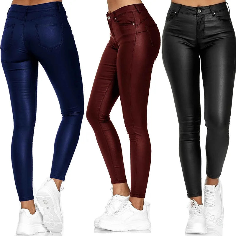 S-3Xl Women Pu Leather Pants Black Sexy Stretch Bodycon Trousers Women High Waist Long Casual Pencil Pants Zip Skinny Pant 10%
