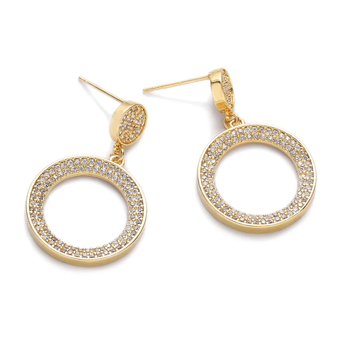 High-Grade Copper Micro-Inlay Zircon Drop Earrings Geometric Shape 18K Gold Plated Women's Romantic Bohemian Style Anniversary