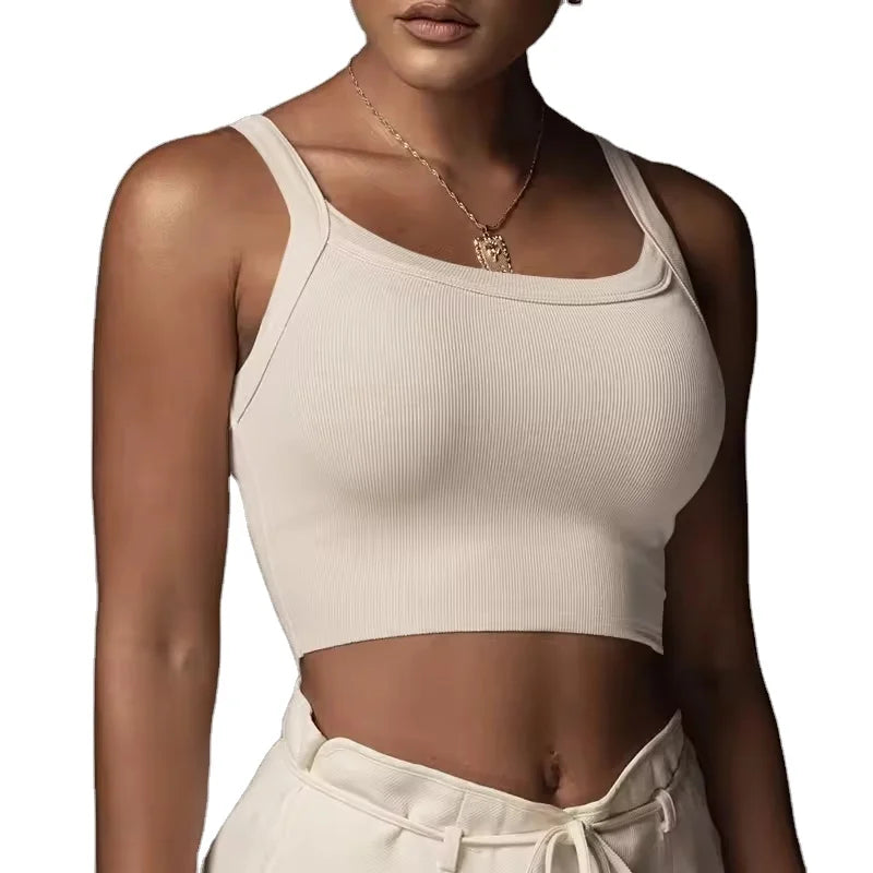 Breathable Crop Tank Top Cotton Sleeveless Cami Tank Top Women Ribbed Tank Top
