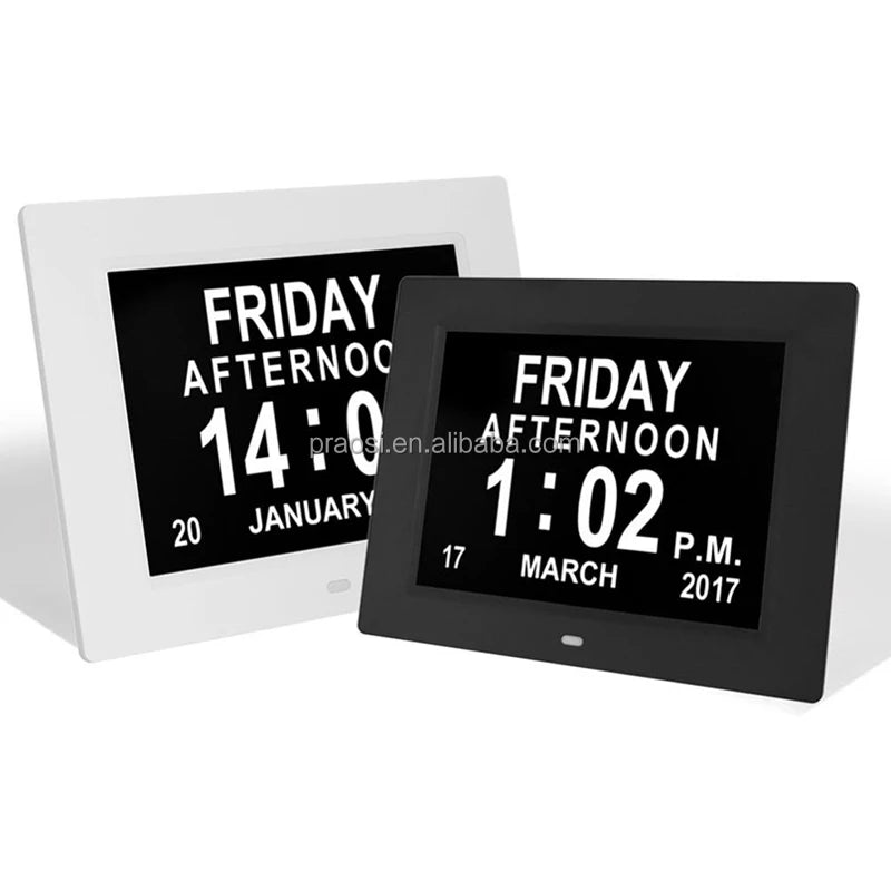 Shenzhen Factory 2024 Cheap Digital Dementia Calendar Alarm Clock 7 8 10 12 15 Inch Desk Clocks Dutch Language Electronic