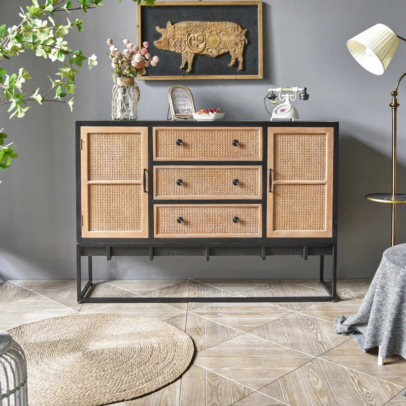 INNOVA Modern Farmhouse Dining Room Buffet Cabinet Retro Wooden Restaurant Storage Sideboard for Kitchen & Living Room