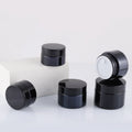 Free Sample Bright Black Cosmetic Beauty Makeup Mason Jars 1oz 30g 30ml Round Cap Skincare Black Glass Cream Jar
