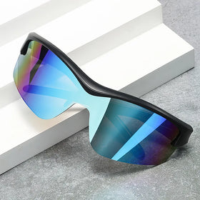 Fashion One-Piece Sunglasses 2024 New Personality Spice Girl Hip Hop Sunglasses Riding Sports UV400 Windproof Glasses