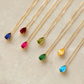 EManco New Arrival Stainless Steel Zircon Water Drop Necklaces 12 Colors Birthstone Pendant Opal Necklace Jewelry for Women Gift