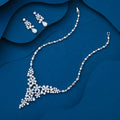 High-Grade Zircon Platinum-Plated Luxury Copper Jewelry Set Sparkling Flower Earrings Necklace for Women for Engagement