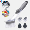 Double Use Eco-Friendly Plastic Kitchen Cleaning Brush Scrubber Dish Bowl Washing Sponge Automatic Liquid Dispenser