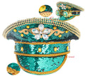 Ecoparty Stage Performance Bride Sergeant Hats for Women Handmade Luxury Rhinestone Hen Do Hat Sequin Burning Fashion Sailor Cap