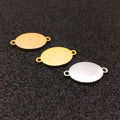 Metal Two Holes Accessories Laser Engravable Blank Stainless Steel Pendant Charm for Bracelet DIYJewelry Finding