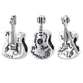 925 Sterling Silver Vintage Bass Violin Music Guitar Charms Beads Pendant Fit Original Bracelet Necklace for Women Jewelry