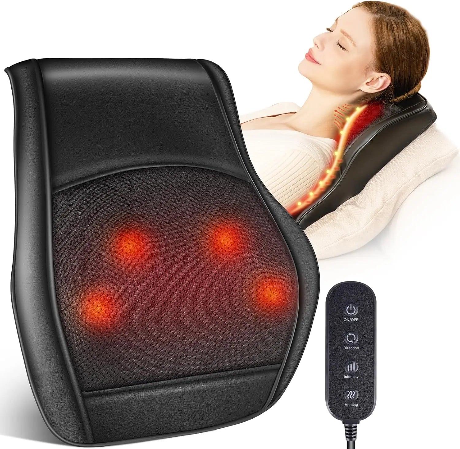Phenitech 3D Kneading Massage Pillow Back and Neck Massager with Heat for Body Pain Relief