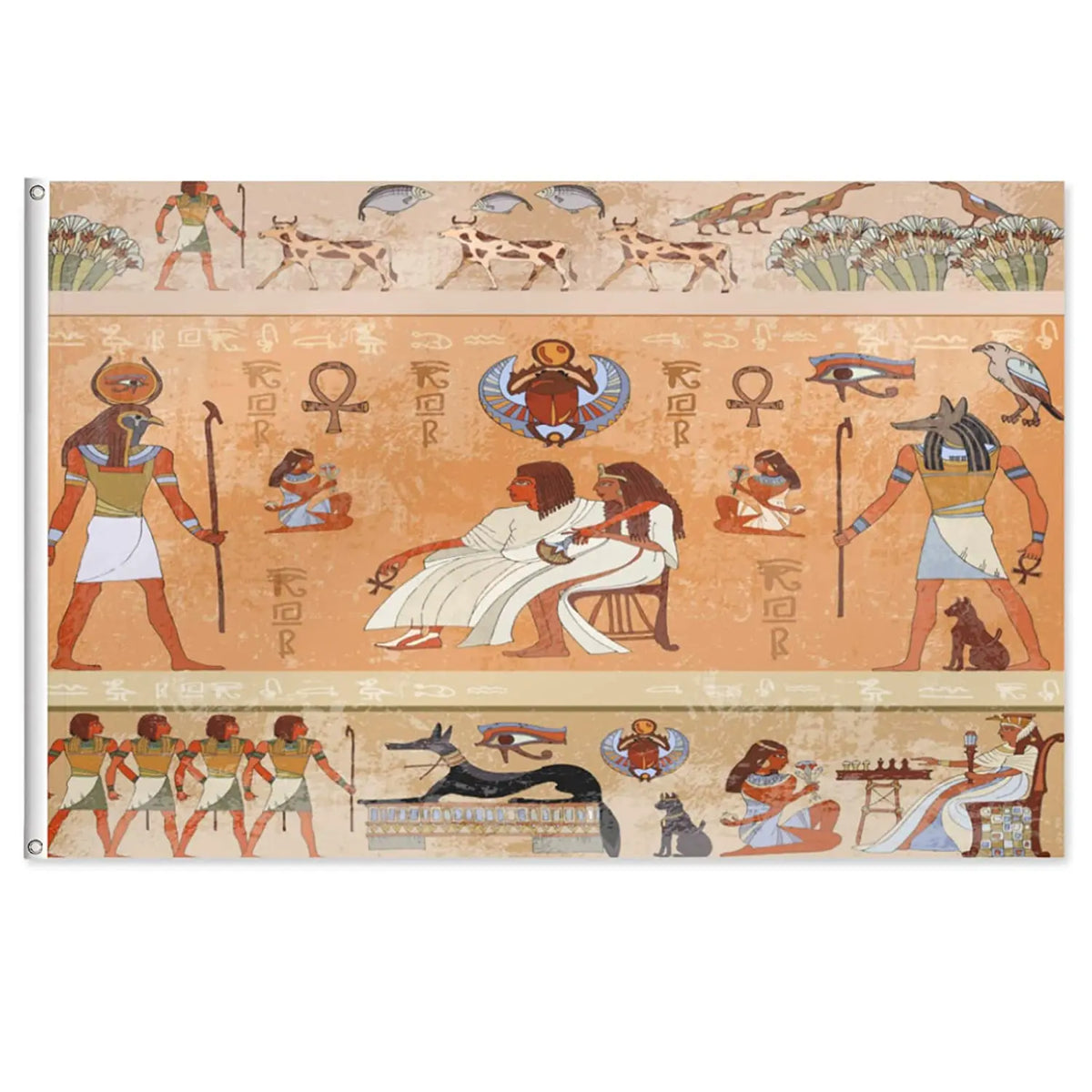 3x5ft Double Side Digital Printing Ancient Egypt Flag for Seasonal Yard Home Decoration MegaBDM