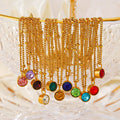 Korean 6mm Birthstone Pendant Necklaces for Women Zircon Necklace Gift Jewelry Girlfriend Shiny CZ Stone Round Charm Necklace