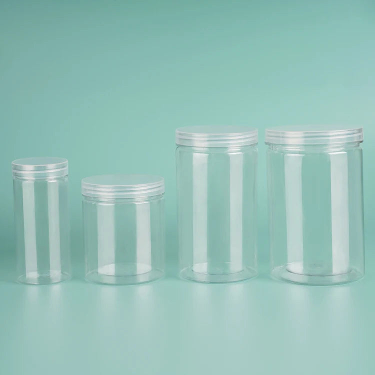 Food Grade Clear Plastic PET Storage Jars 30ml-500ml with Plastic Lid for Cosmetics Candies Canned Food & Snack