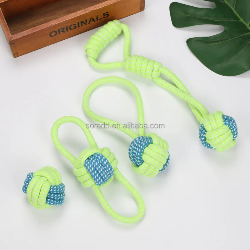 Knotted Woven Pet Dog Toy Eco-Friendly Cotton Rope Toys Bite-Resistant Rope Knot Medium/Small Dogs Toy