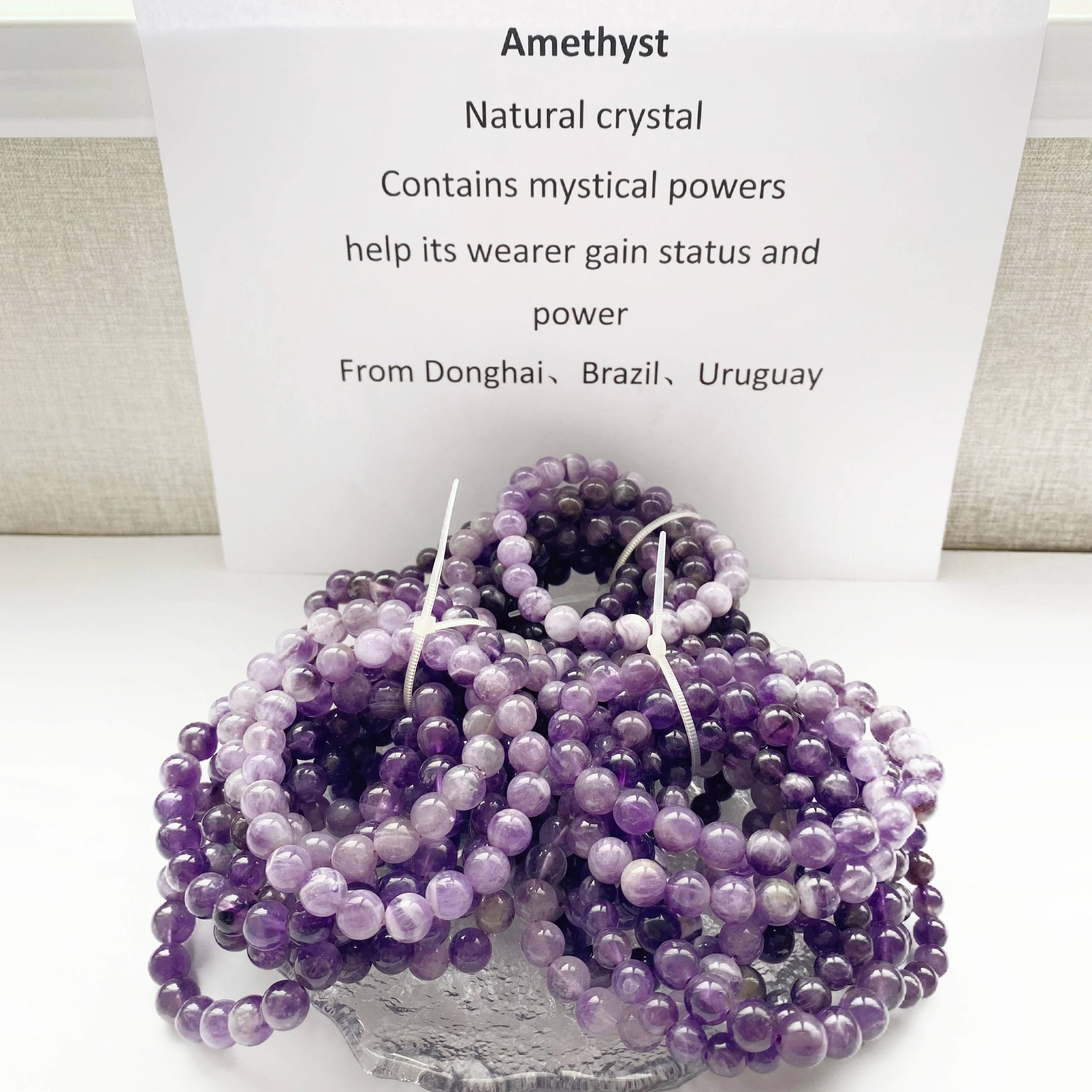 Cheap Bulk Natural Crafts Polished Jewelry Stone Beads Amethyst Bracelets for Sale