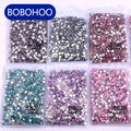 BOBOHOO Hot Sale Glass Rhinestone Mocha Silver Base Series Nail Beads Crystals Flat-back Rhinestones for Handbags Acid Hoodie