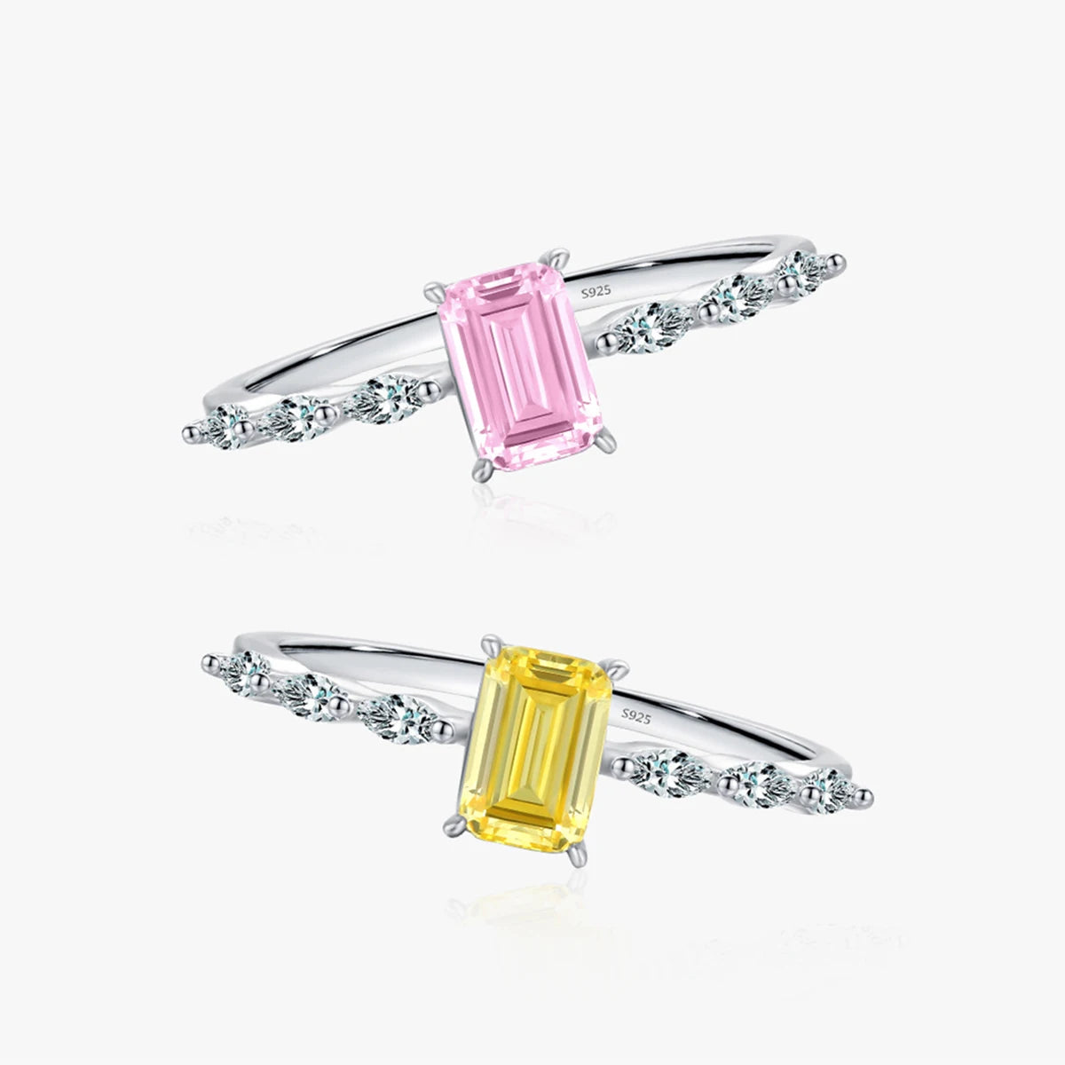 S925 Sterling Silver Square Zircon Engagement Rings Smart Wedding Rings Personalized Diamond Trendy Rings for Women Wholesale