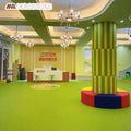 3mm Green Blue Vinyl Flooring for Badminton Courts PVC Sports Floor Roll with Graphic Design Waterproof Eco-Friendly Indoor Use