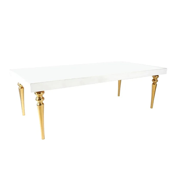 White MDF Top Gold Stainless Steel Frame Wedding Dining Table