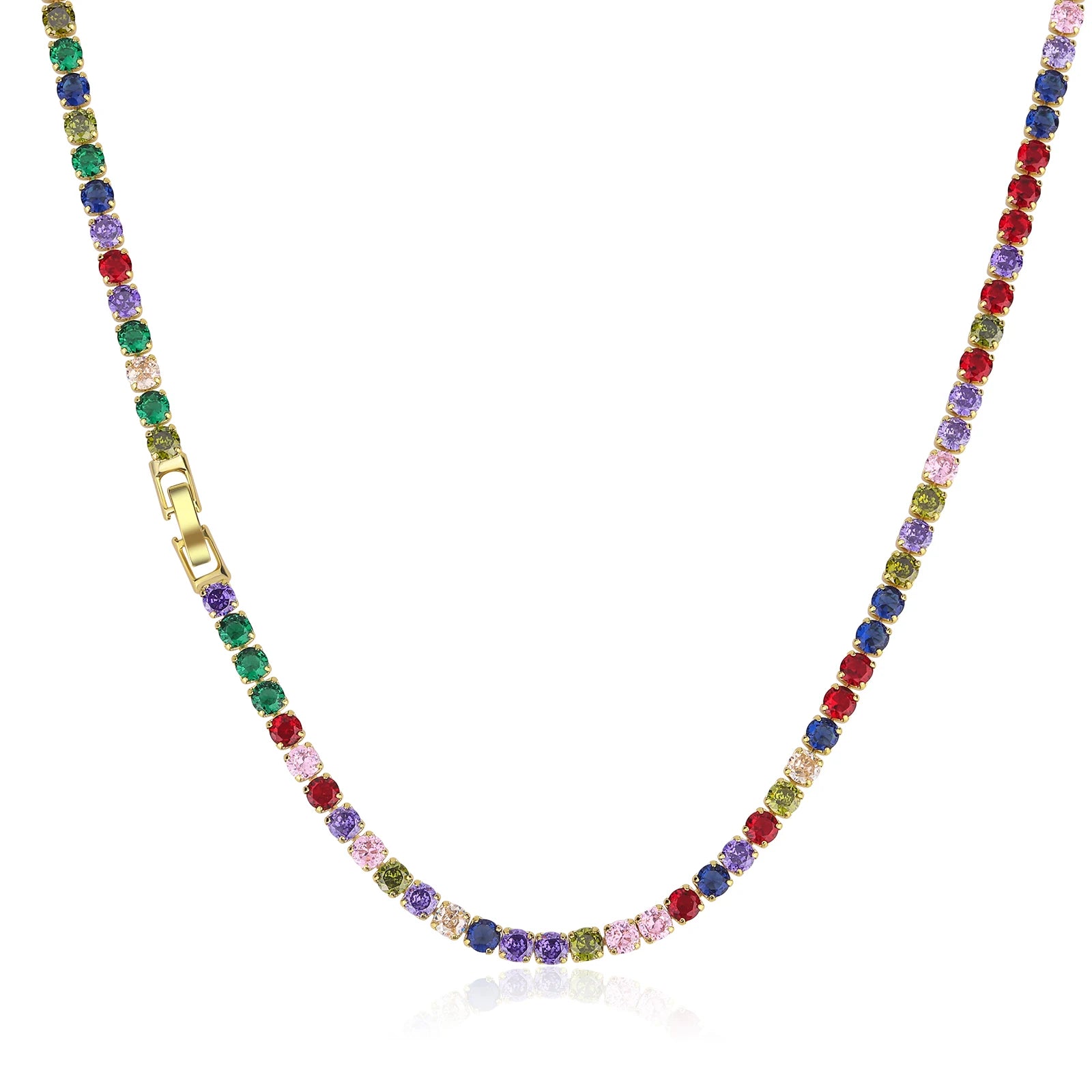 High-end Brass 18K Gold Plated Cubic Zircon Crystal Ladies Charm Tennis Necklace for Party Fashion Jewelry Wholesale