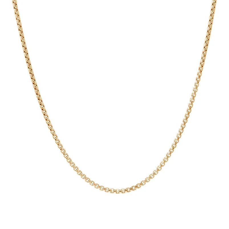 Gemnel 925 Sterling Silver Jewelry Dainty 2mm Round Box Chain Necklace for Men