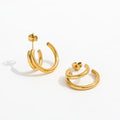 Fenny 18K PVD Plated Wholesale Jewelry Waterproof&No Fade Stylish Simple Double Circle Stainless Steel Hoop Earring for Women