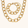 Dingran Vintage Style Jewelry Set Stainless Steel Gold Plated Link Chain Titanium Necklaces & Bracelet Manual Jewelry