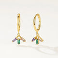 Nagosa Women Accessories 925 Sterling Silver Gold Vermeil Colorful baguette Cubic Zirconia Dangle Hoop Earrings