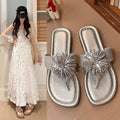 Factory Wholesale Cheaper Price Women Beach Flat Sandals Shoes Flip Flops Rhinestone Shiny Slide Slippers MegaBDM