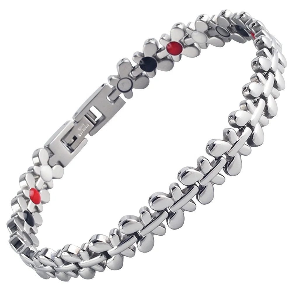 Women Stainless Steel Jewelry Butterfly Bio Energy Magnetic Bracelet
