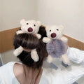 Cute Bear Furry Elastic Hair Bands Korean Scrunchie Lovely Headbands Rope Tie Holder for Women Girls Fur Hair Accessories