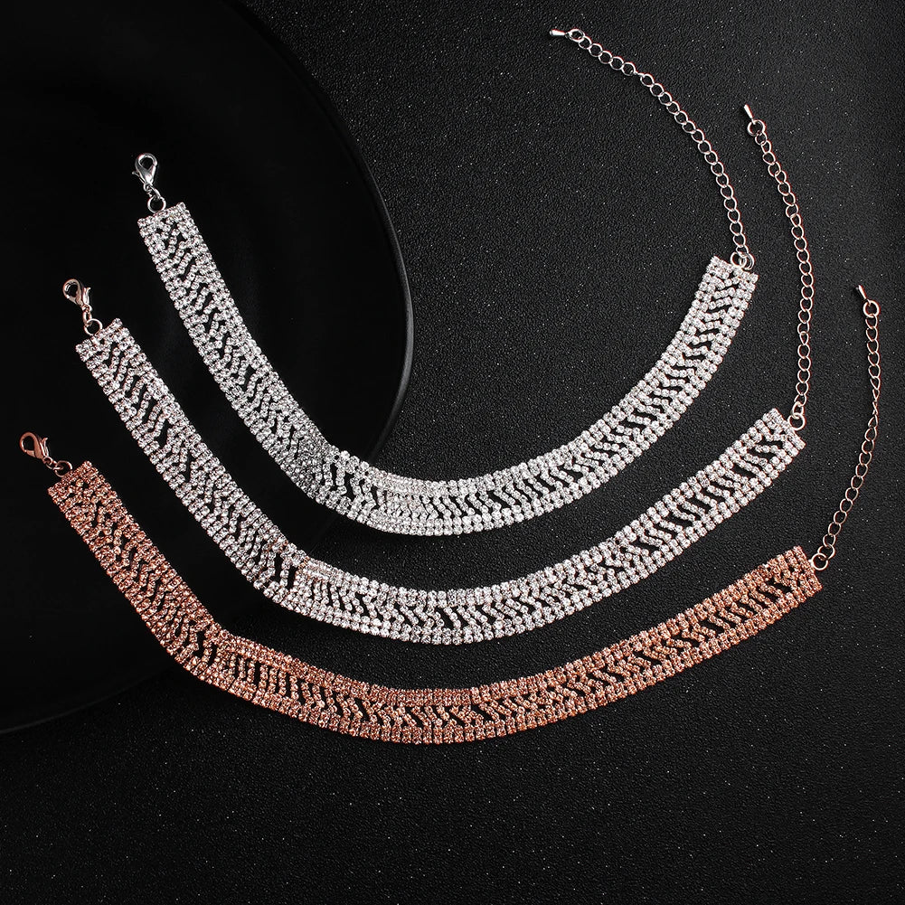 Miallo Europe and America Hiphop Hollow Out Claw Chain Choker Necklace Full Rhinestone Collarbone Necklace