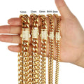 Cross-border European and American Gold Cuban Necklace White Zircon Micro-inset Locking Chain Encryption 6mm-14mm