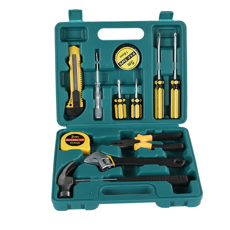 12pcs Household Hardware Portable Toolbox With Combination Hardware Toolbox Ratchet Wrench Set