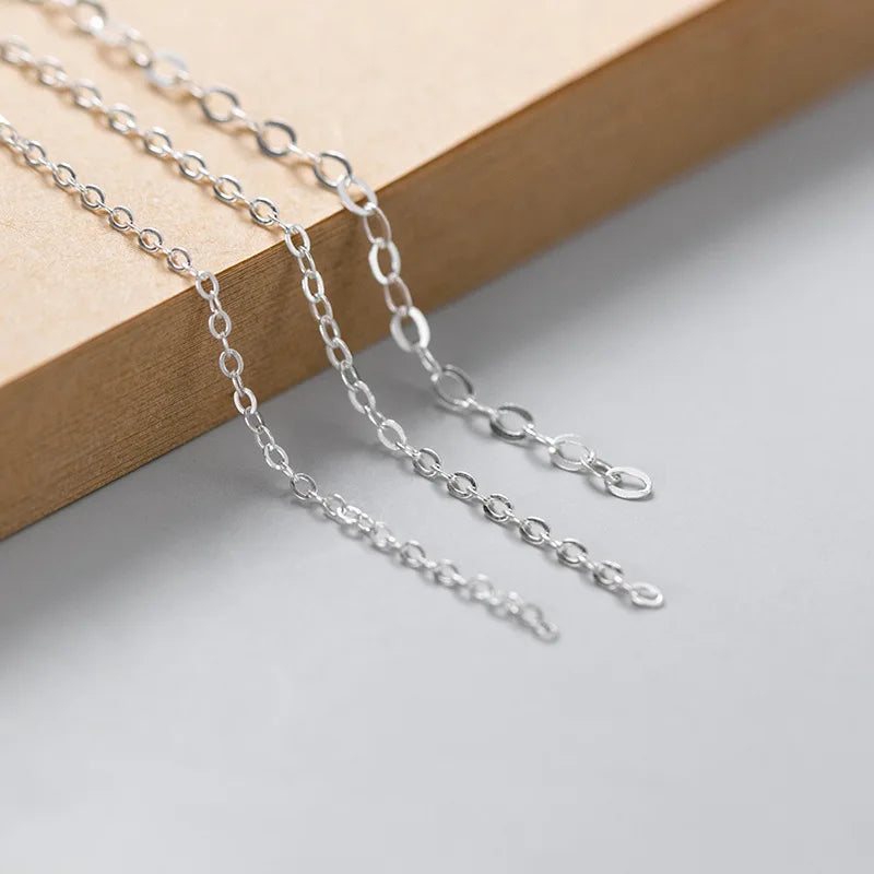 1.2mm 1.4mm 2.1mm Bulk Sale Soild 925 Sterling Silver Cable Loose Chain for Necklace Bracelet Jewelry Making Accessories