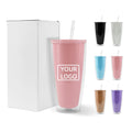 Custom Color Plastic Tumbler BPA Free 24oz Double Wall Acrylic Travel Plastic Double Wall Tumbler With Straw and Lid