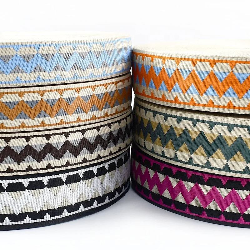 Meetee XP033 38mm Luggage Garment Accessories DIY Handmade Sewing Material Wide and Thick Colorful Polyester Jacquard Webbing