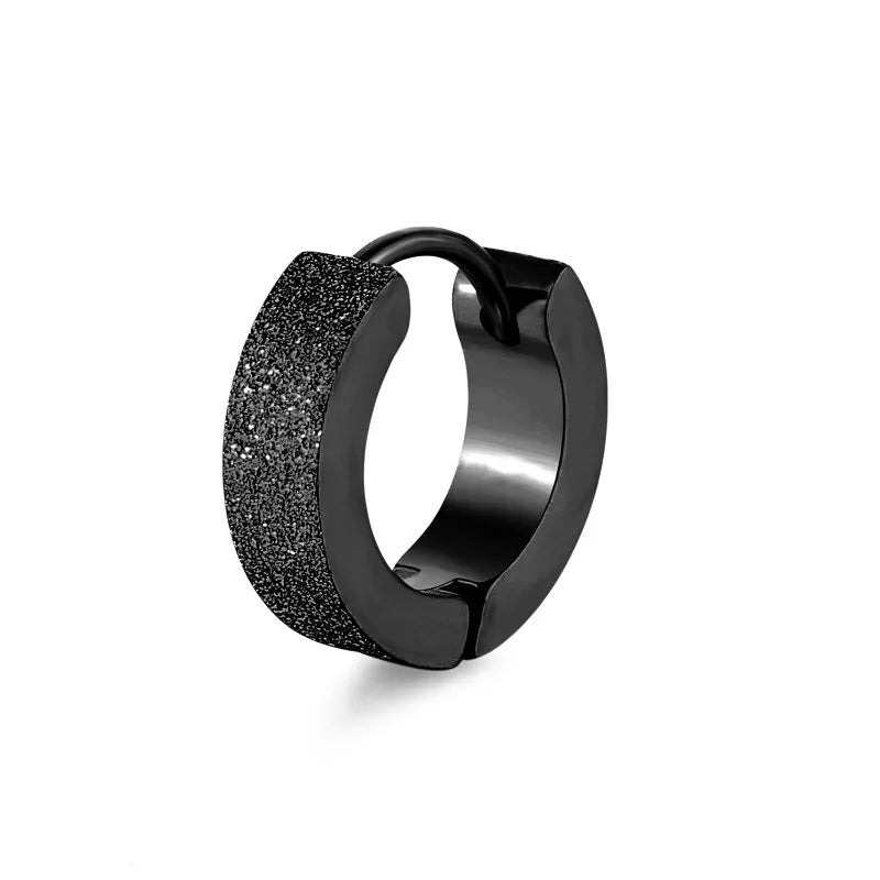 New Arrival Stainless Steel Luxury Matte Round Circle Hoop Earrings Ear Buckle for Women Men Hip Hop Punk Jewelry Earrings