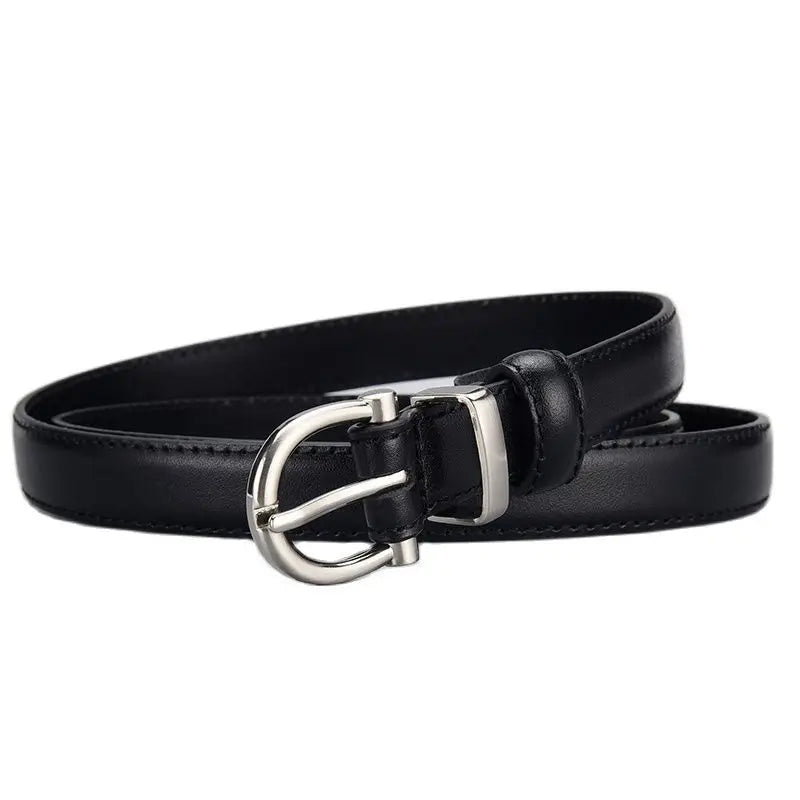 Belt Women's Head Layer Cowhide Versatile Black Belt Genuine Leather Classic Fashion Belt Factory Wholesale