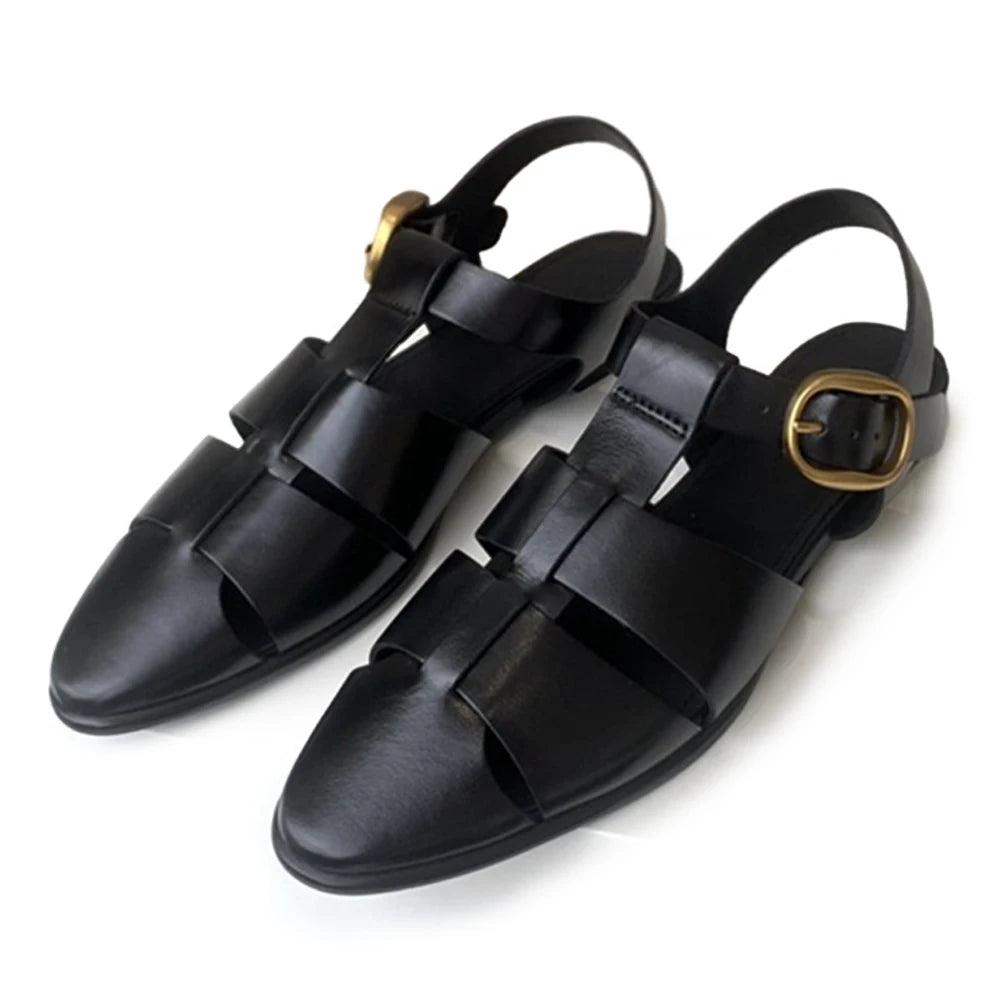 Fashionable Retro Roman Sandals Imported Calf Leather Texture Soft and Comfortable Shoes Unique and Personalized