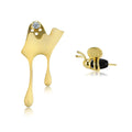 2024 Cute Bee Earring S925 Sterling Silver Earrings Bee and Dripping Honey Asymmetric Stud Earrings for Women and Girls