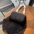 2025 Unique Women Evening Handbag Peal Chain Long Thread Clutch Bag Ladies Black Tassels Purse Formal Clutch Handbags for Party