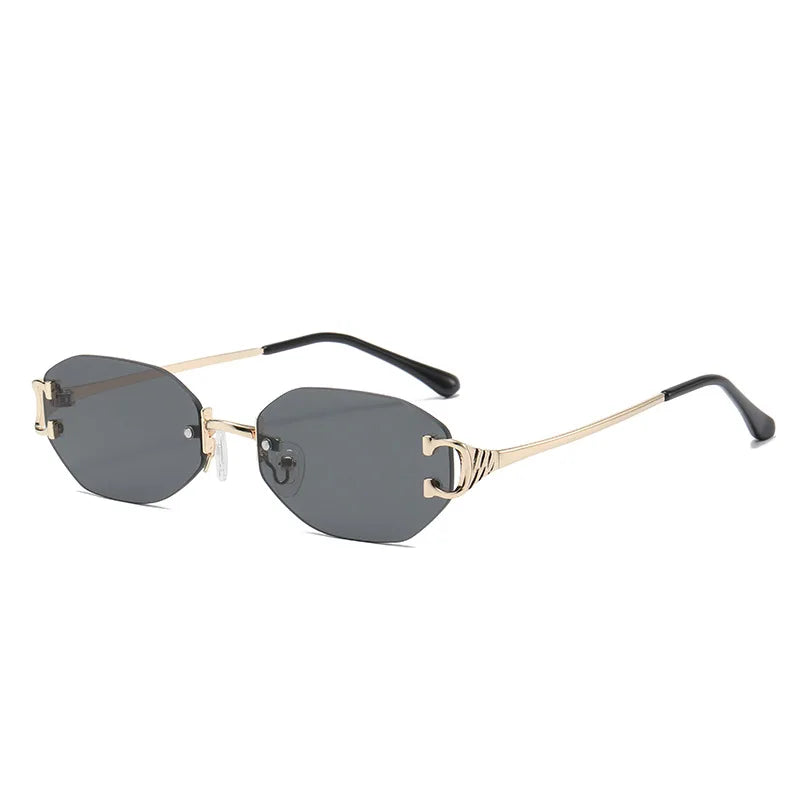 Factory Wholesale Small Frame Shades Sunglasses Vintage Metal Rimless Sunglass Frame No Frame Glasses Oval Sunglasses