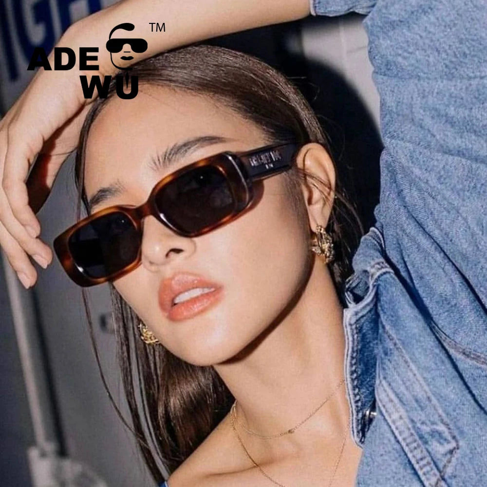 ADE WU CC9290 2021 Vintage Oversize Rectangle Ladies Sunglasses Women Luxury Brand Designer Square Sun Glasses Trendy Shades