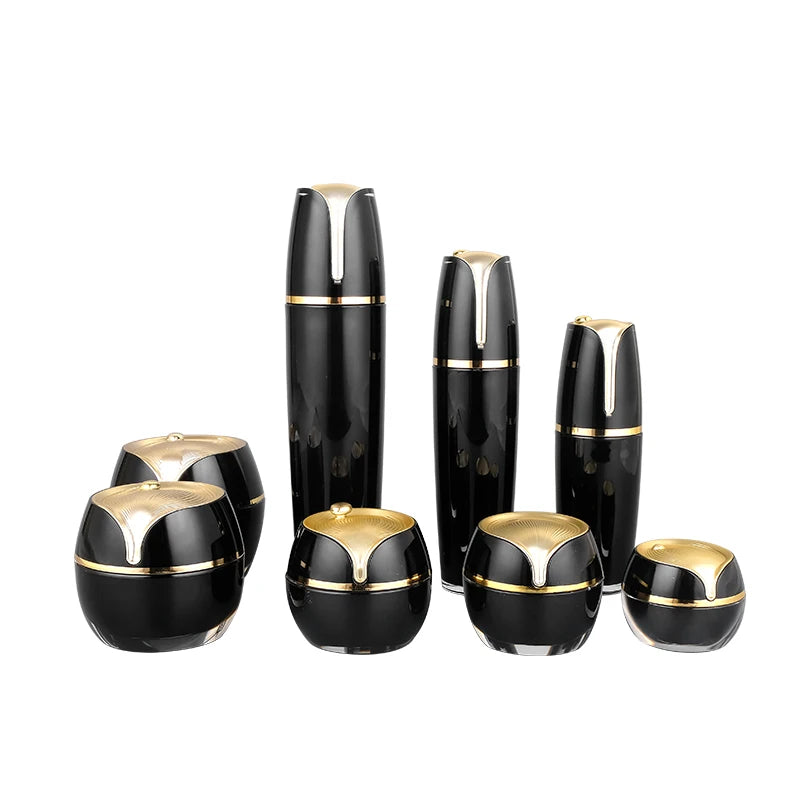 Jar 5 10 15 30 50g Bottle 30 50 100ml in Stock Ready to Ship Luxury Jar Black Plastic Cans Container for Cream