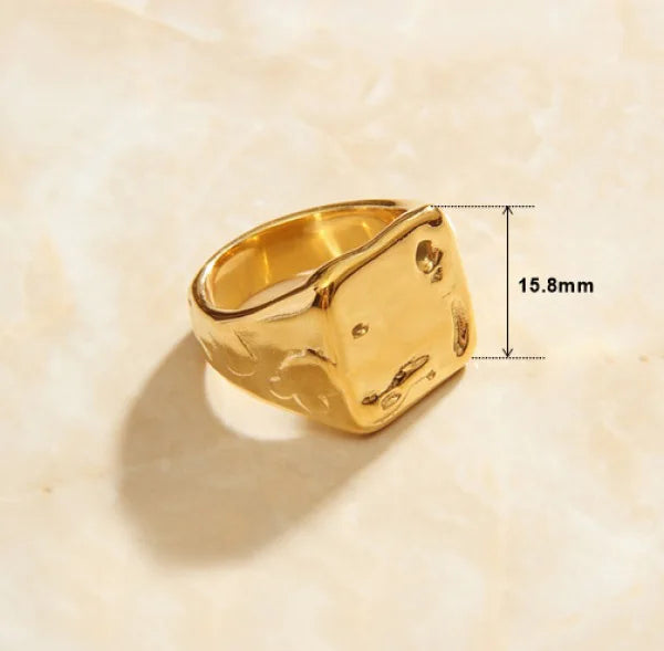 Handmade Men's and Women's Crater Punk Rings for Original Stainless Steel Plated with Real Gold Popular Fashion Jewelry