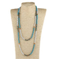 Fashion Jewelry Knotted Crystal Glass and Alloy Spacer 150cm Long Necklace