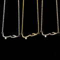 Fashion Jewelry Arabic Language Letter Gold Plated Stainless Steel Crystal Love Crystal Necklace