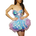 Sexy Sequin Corset A Line Skirt 2 Piece Set Women Princess Birthday Off Shoulder Party Dress Stage Performance Show Costumes